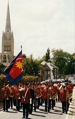 The Band with 900 year-old Norwich Cathedral in the background - 1993